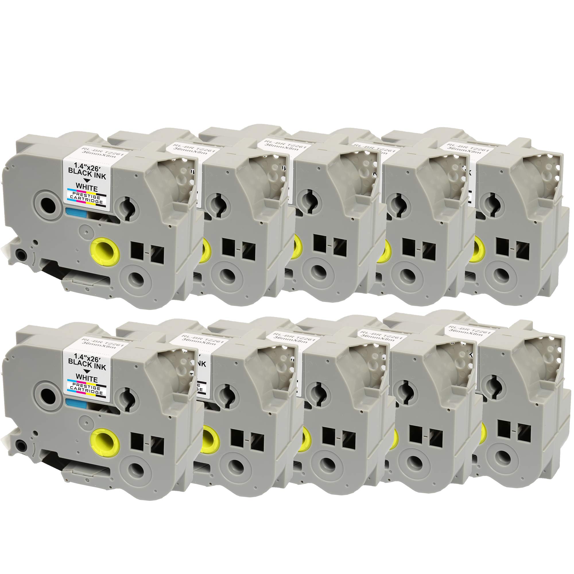 10x Compatible Label Tapes TZ-261 TZe-261 Black on White (36mm x 8m) for Brother P-Touch PT-3600 530 550 9200DX 9400 9500PC 9600 9700 9700PC 9800 9800PCN D800W E850TKW P900W P950NW RL-700S