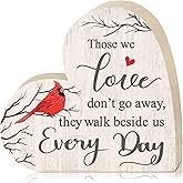 Jetec Sympathy Gift Memorial Wooden Heart for Loss of Loved One Remembrance Bereavement Decor Condolence Sign for Grief Father Mother Son Brother, 6. 3 x 6 x 0. 7 Inches(Cardinal Style)