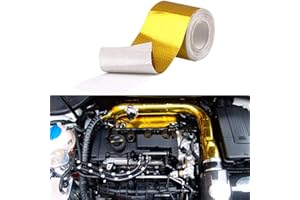 Sporacingrts 2" x 29.5 feet (9M) Gold Adhesive Heat Shield ReflectiveTape Wrap Roll Compatible with Car Intake Pipe, Engine B