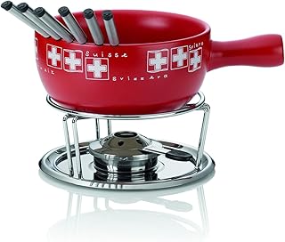 Kela 61303 Käsefondue-Set, Motiv Schweizer Flagge, 10-teilig, Feuerfeste Keramik, 2 L, Bern