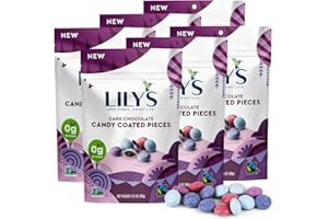 SWEETSIDE CANDY CO. LILY’S Dark Chocolate Candy Coated Pieces - Indulging Sugar Free Chocolate Covered Color Treats, Gluten Free, Kosher Healthy Snacks Confections for Everyday Snacking, 6 Pack, 3.5oz Bag