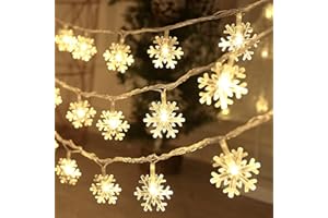 CESOF Christmas Decorations Lights, 20 Ft 40 LED Snowflake String Lights Battery Operated Fairy Lights for Bedroom Room Party Home Office Xmas Decor Indoor Outdoor Tree Decorations Warm White