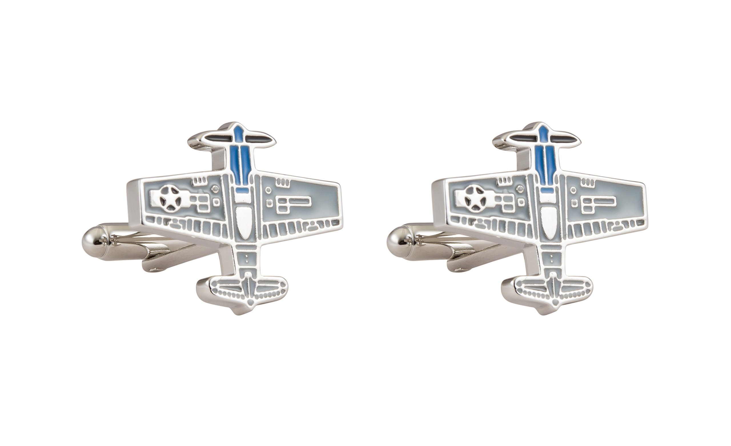 Knighthood Men's Silver World War Airplane Cufflinks