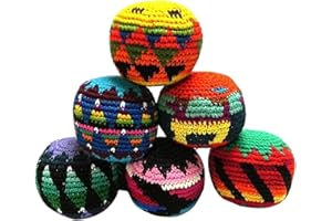 Mia Jewel Shop - Kick Ball Foot Bag | Assorted Crochet Hacky Sacks for Adults | Juggling Balls for Beginners | Punching Bag | Multicolored Geometric Pattern | Handmade Guatemalan Crafts