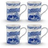 Portmeirion Spode Blue Italian Mugs, 12 Oz - Blue &amp; White, Set of 4 | Fine Porcelain Coffee, Tea &amp; Espresso Cups with Scenic Design, Microwave &amp; Dishwasher Safe Drinkware for Everyday Use
