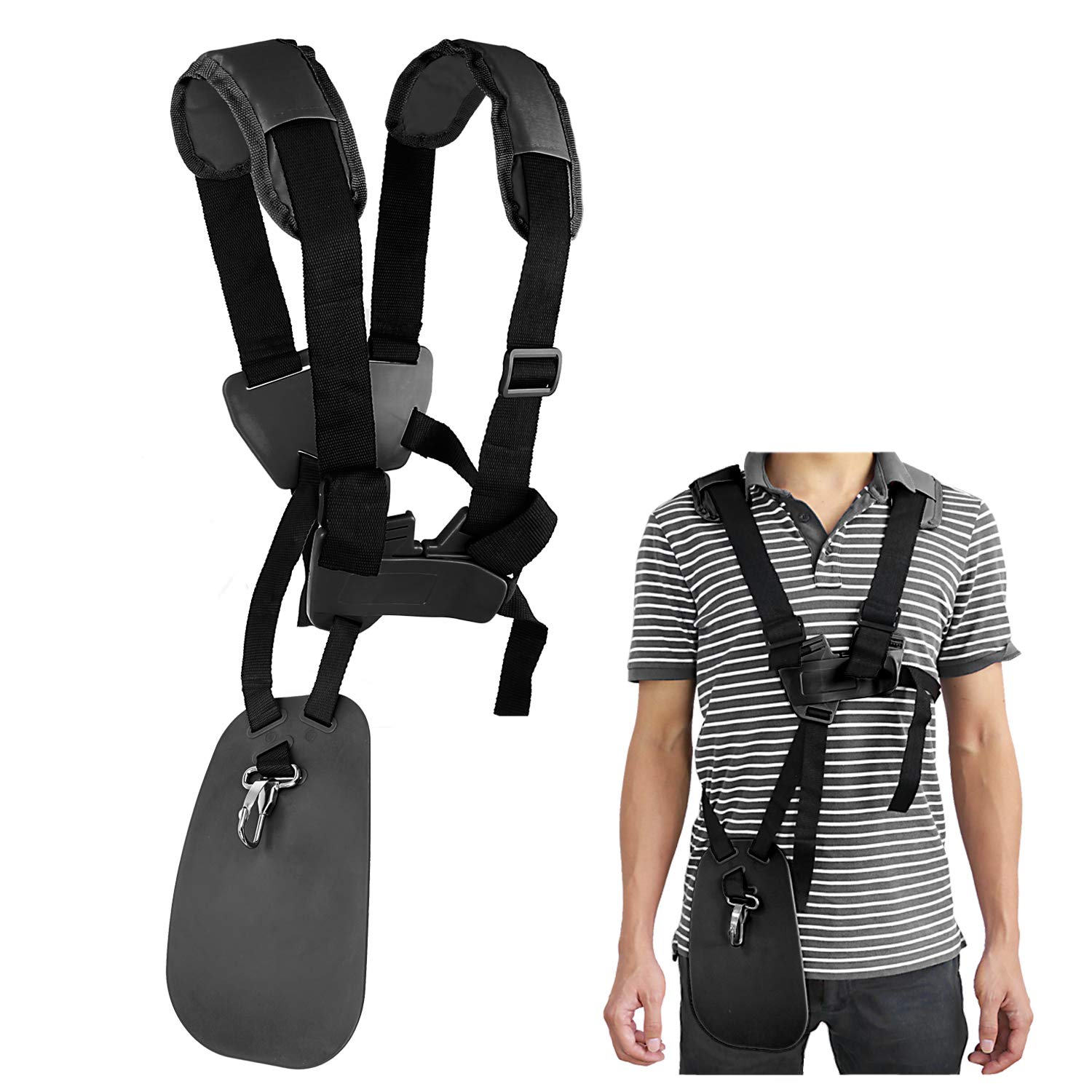 WeiBonDWeed Eater Strap - String Trimmer Harness Shoulder Strap, Comfort Strap Double Shoulder Garden,Weed Eater Harness Cutter Lawn Mower Nylon Belt