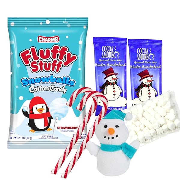 SNOWMAN GIFT SET CHRISTMAS STOCKING STUFFER SNOW DAY GIFT WITH COTTON CANDY SNOWBALLS