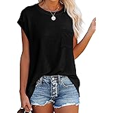 Women's Summer Casual Tops Cap Sleeve Oversized T Shirts Loose Fit Blouses