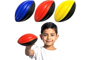 LMC Products Mini Football 3-Pack - 5” Spiral Foam Football Small Footballs for Kids - Mini Footballs 3-Pack - Soft, Easy Grip Toddler (Red, Yellow, Blue)