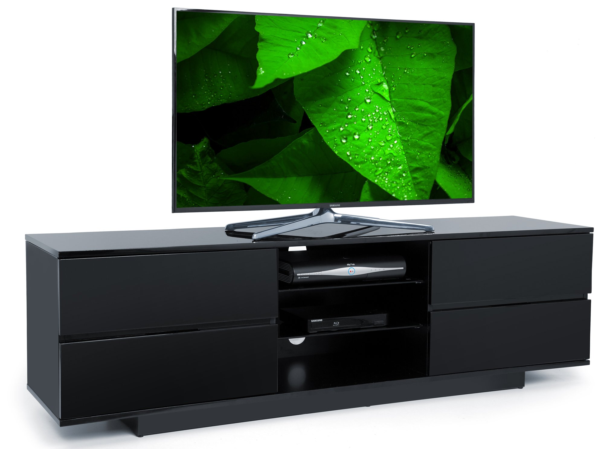 Centurion Supports Avitus Gloss Black Designer Stand upto 65inch Flat Screen LED and LCD TV Cabinet