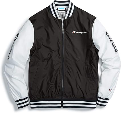 champion satin baseball jacket black