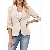 Lei sure Business Casual Work Blazers, 3/4 Sleeve Open Front Trendy Lightweight Suit Jackets