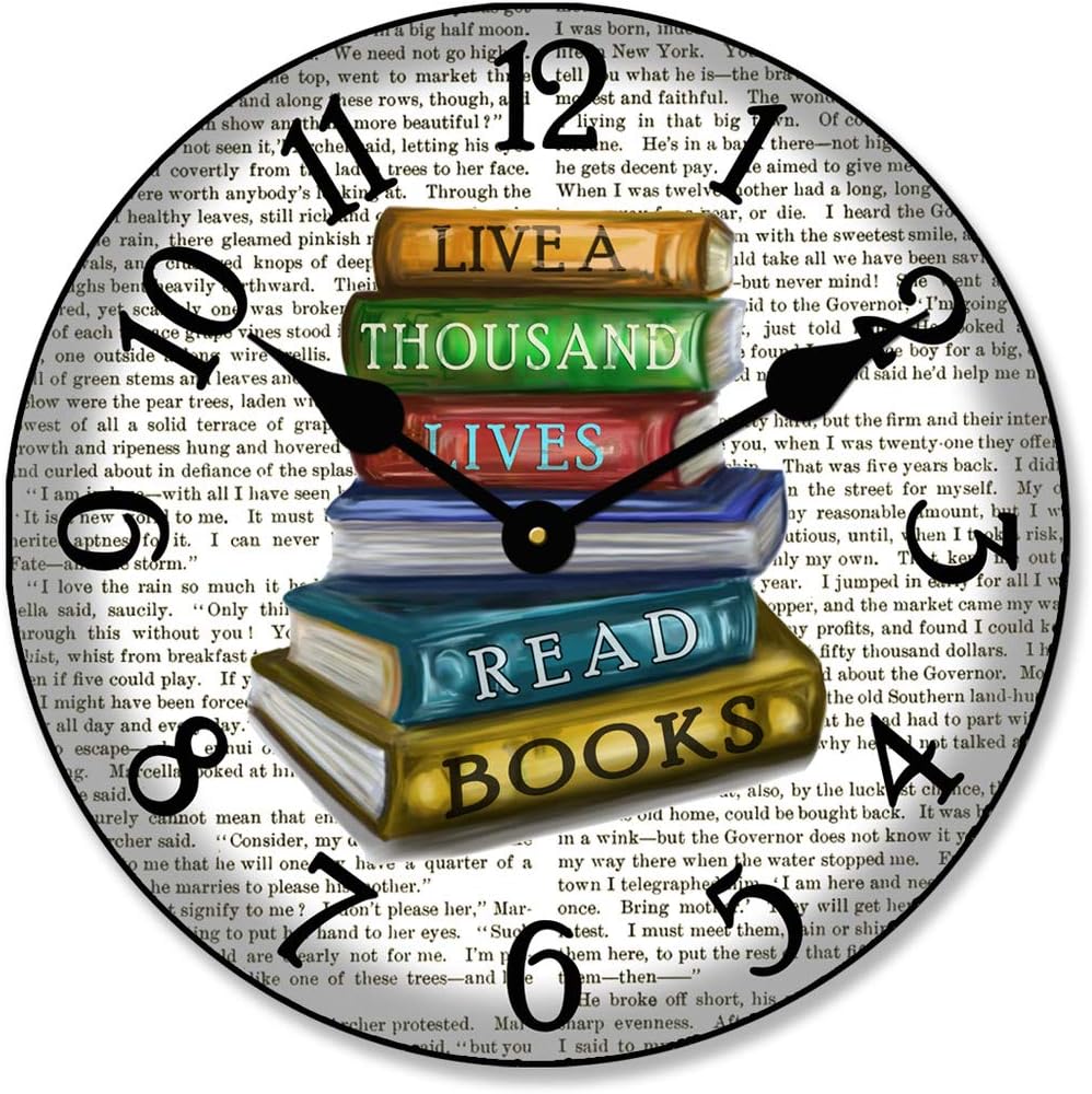 Library Wall Clock, Available in 8 Sizes, Most Sizes Ship The Next Business Day, Whisper Quiet.