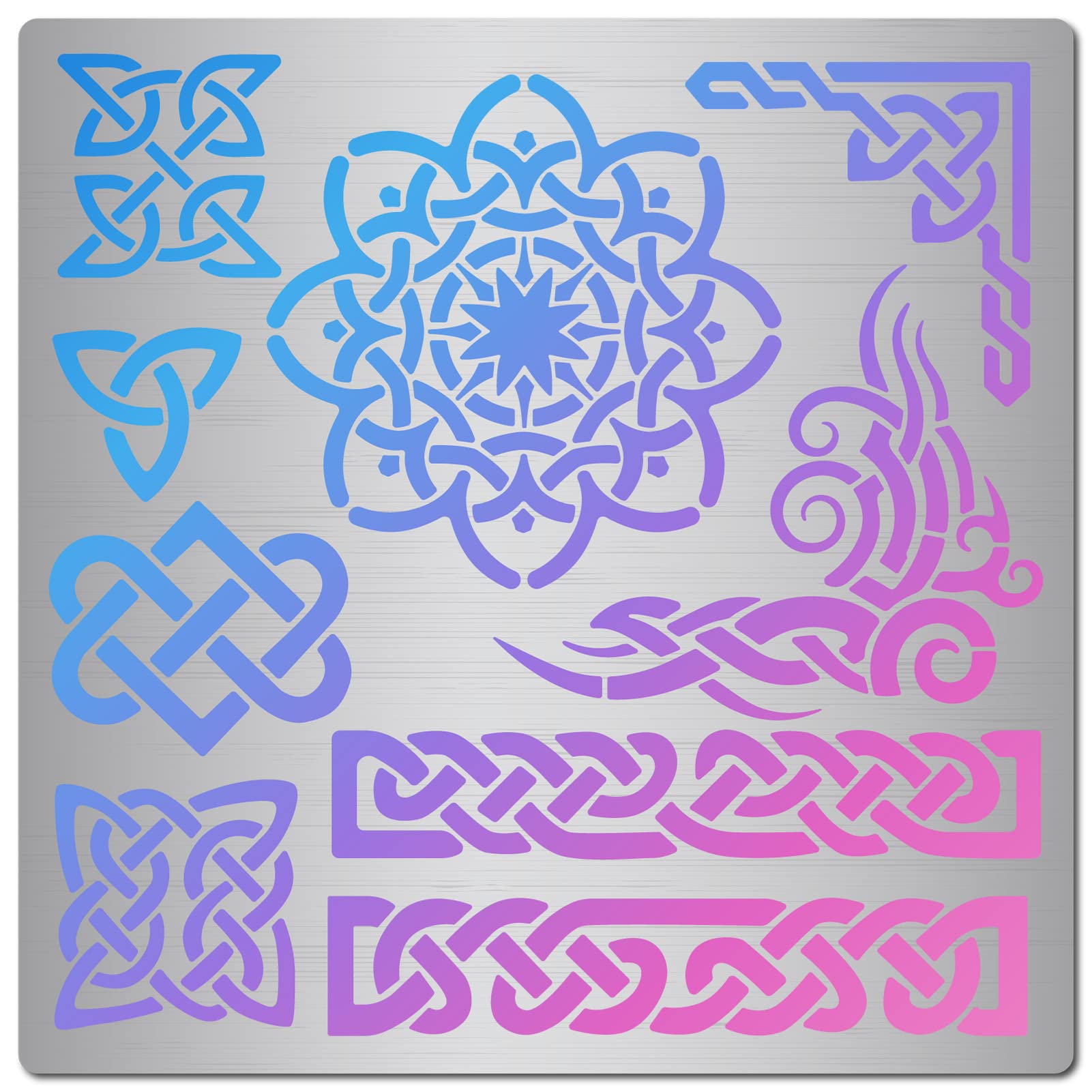 GORGECRAFT 6.3" Celtic Knot Stencil Viking Symbol Witchery Reusable Stainless Steel Flower Templates for Painting Wood Burning Wall Canvas Furniture Pyrography Engraving Crafts Home Decorations