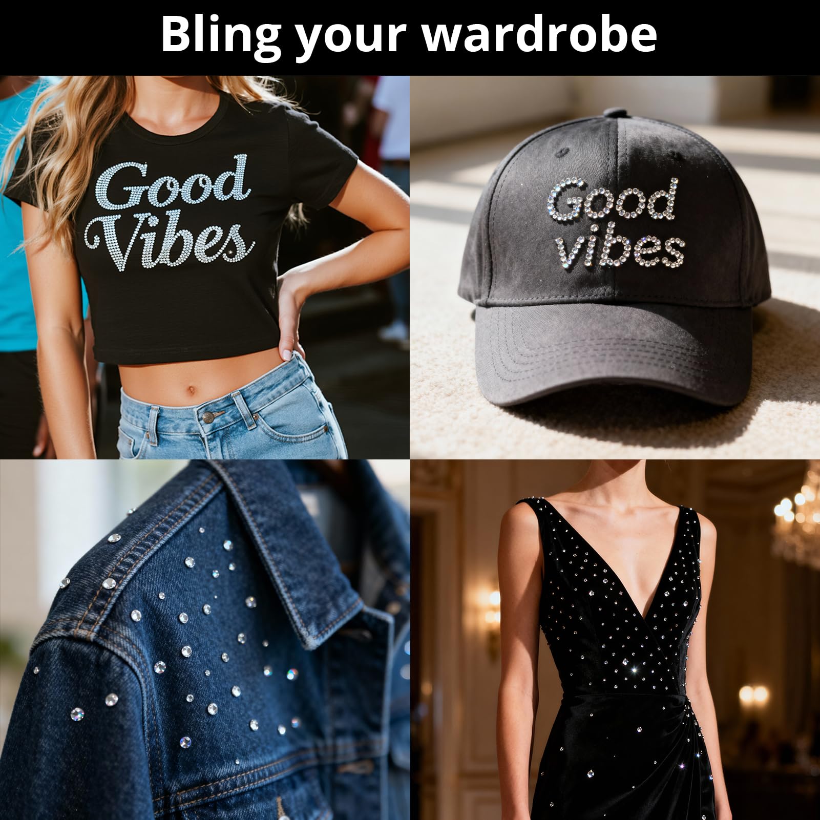 Worthofbest Hotfix Rhinestone Setter, Hot Fix Applicator Tool Bedazzler Kit with rhinestones, Kit, Hot Fixed Wand for Clothes Clothing Fabric Crafts, 5000 Pcs, AB Crystal, Clear, 3 Gems Sizes, Tips