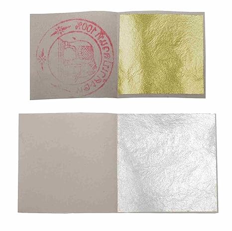 sim gold leaf 20 Blatt silber Lebensmittel 40 mm x 40 mm + 20 Stück Blatt D 'Or Essbar Größe 35 mm von 35 mm