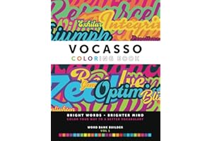Vocasso - Bright Words Brighter Mind: Stress Relief Coloring Book for Teens and Adults: 100 Positive Quotes with Simple Designs and Uplifting Definitions (Easy Coloring)