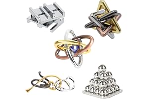 RoseFlower 5 pcs IQ Test Puzzle Brain Teaser Metal Wire Puzzles Mind Game Educational Toys High Difficulty Disentanglement Un