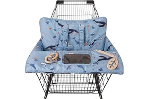 HALAA VAUVA Shopping Cart Cover for Baby 2 in 1 High Chair Covers for Restaurant Comfortable Grocery Cart Seat Covers for Infant, Toddler Universal Suitable for Most Shopping Carts Machine Washable, SE Blue