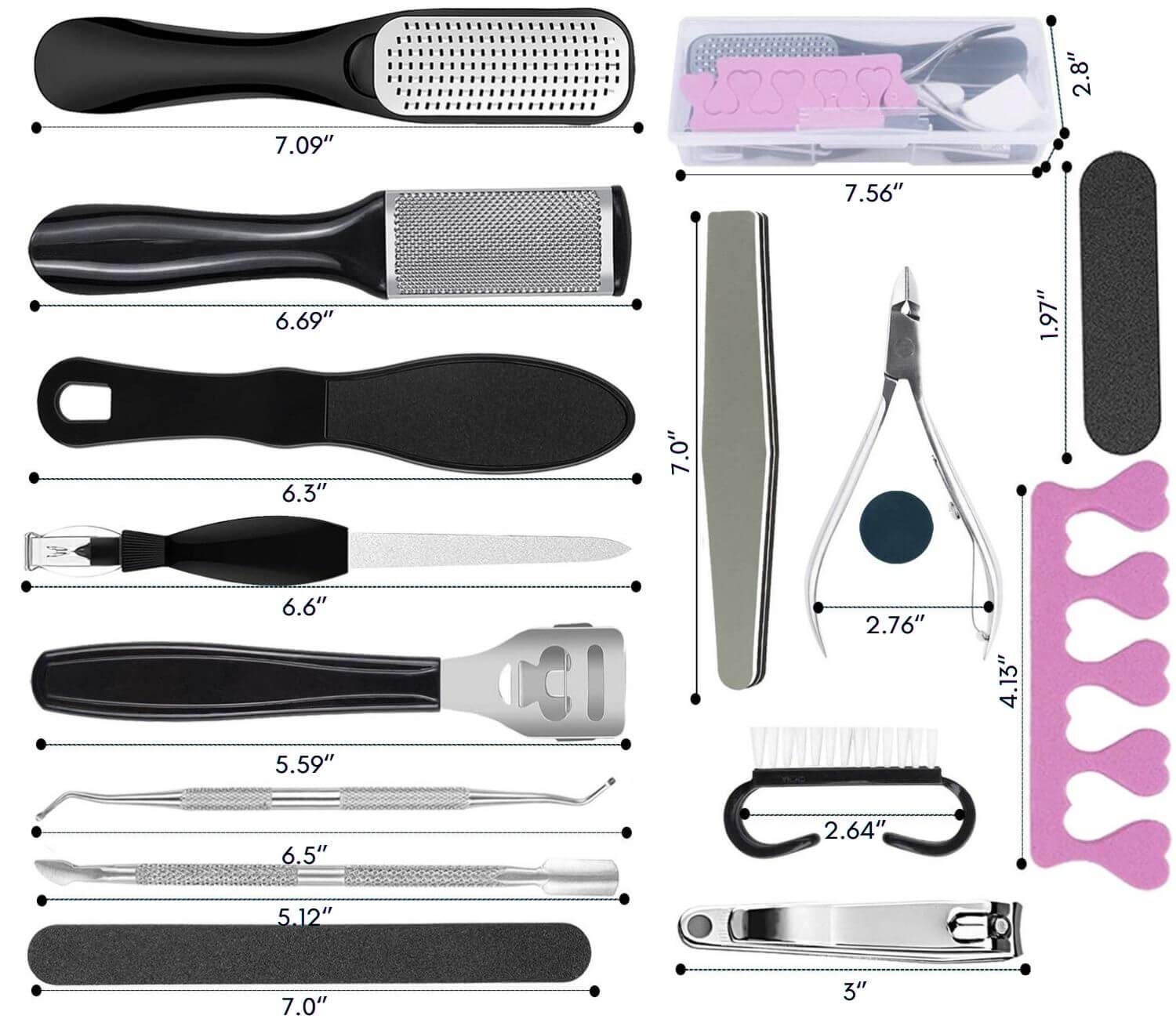 【LATEST 2020】Pedicure Foot File Callus Remover Kit- 18 Iin 1 Stainless Steel Foot Scraper and Foot Scrubber Dead Skin Foot Care Tool for Wet and Dry Feet, Foot Spa at Home : Beauty