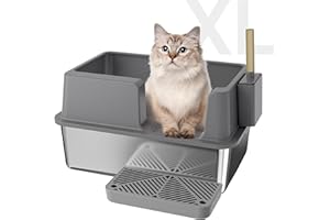 Sousia Stainless Steel Litter Box - Extra Large Steel Litter Box XL Non-Sticky Metal Litter Box Tray Anti-Leakage Easy Cleaning with Litter Scoop and High Wall Sides Enclosure for Big Cats