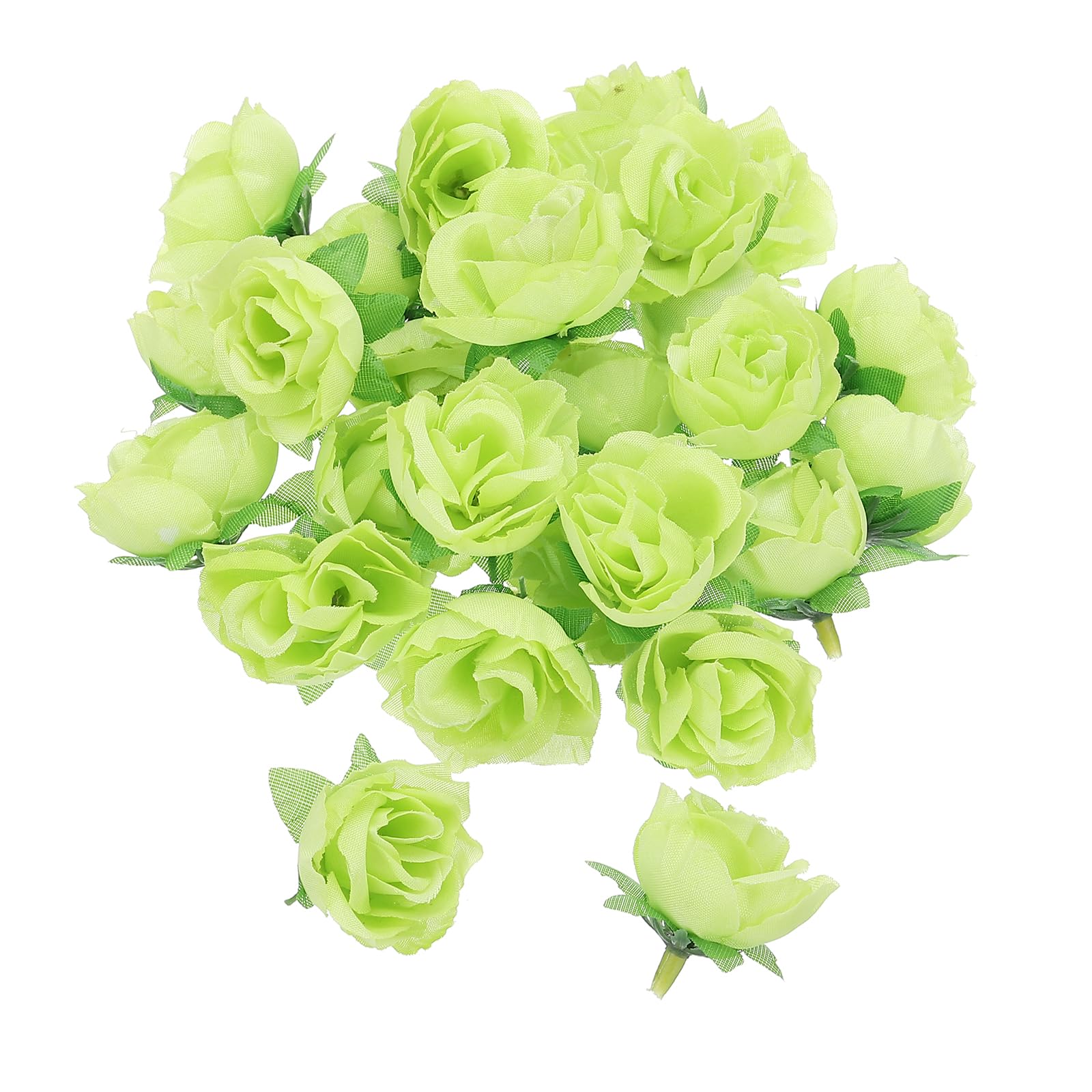 PATIKIL Mini Rose Artificial Flowers Bulk 1.2 Inch, 50 Pcs Silk Cloth Small Fake Flower Heads for Wedding Crafts Home Decor Decoration Party, Green