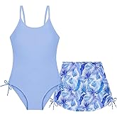 Weixinbuy Girl's One Piece Swimsuits with Mesh Skirt Bathing Suits Swimwear with Cover Up for Girls 9-16 Years