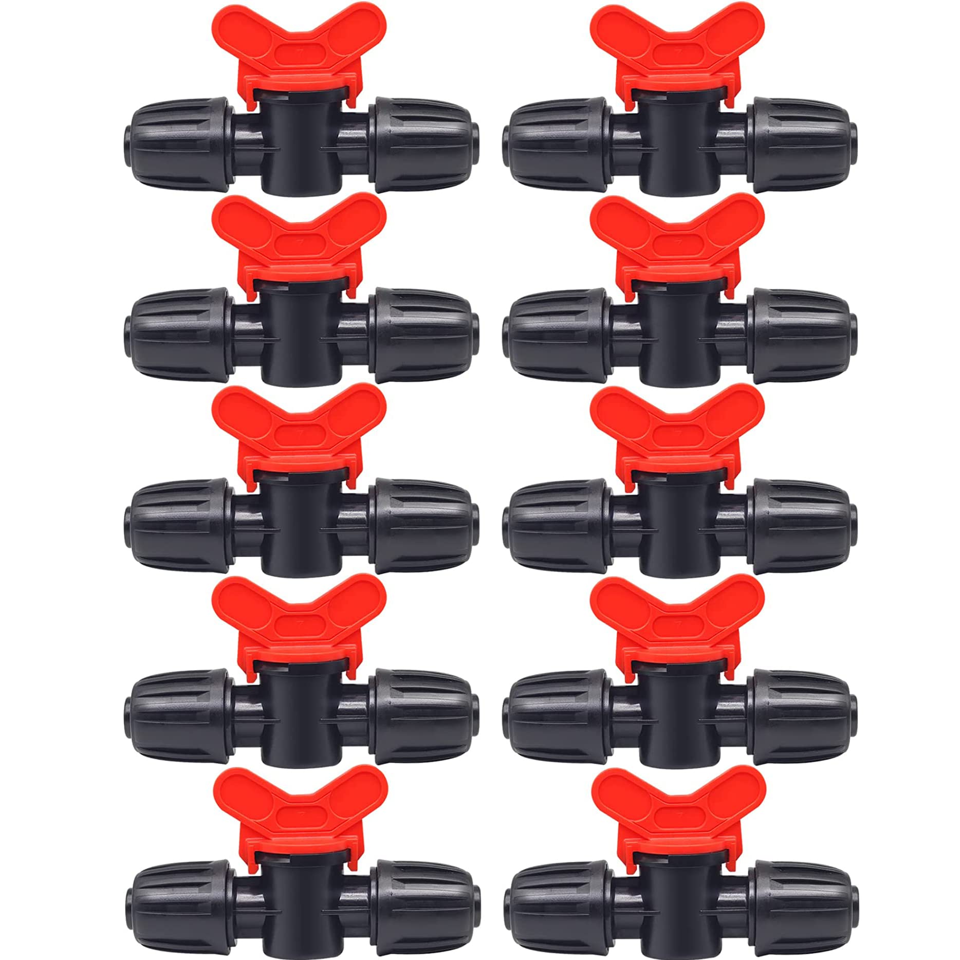 Hydrogarden 10 x Micro-Drip System Regulation and Shut-off Valve 13mm (1/2 inch): Easy Pipe Control and Stepless Water Flow Adjustment, Accessory for Drip Pipes