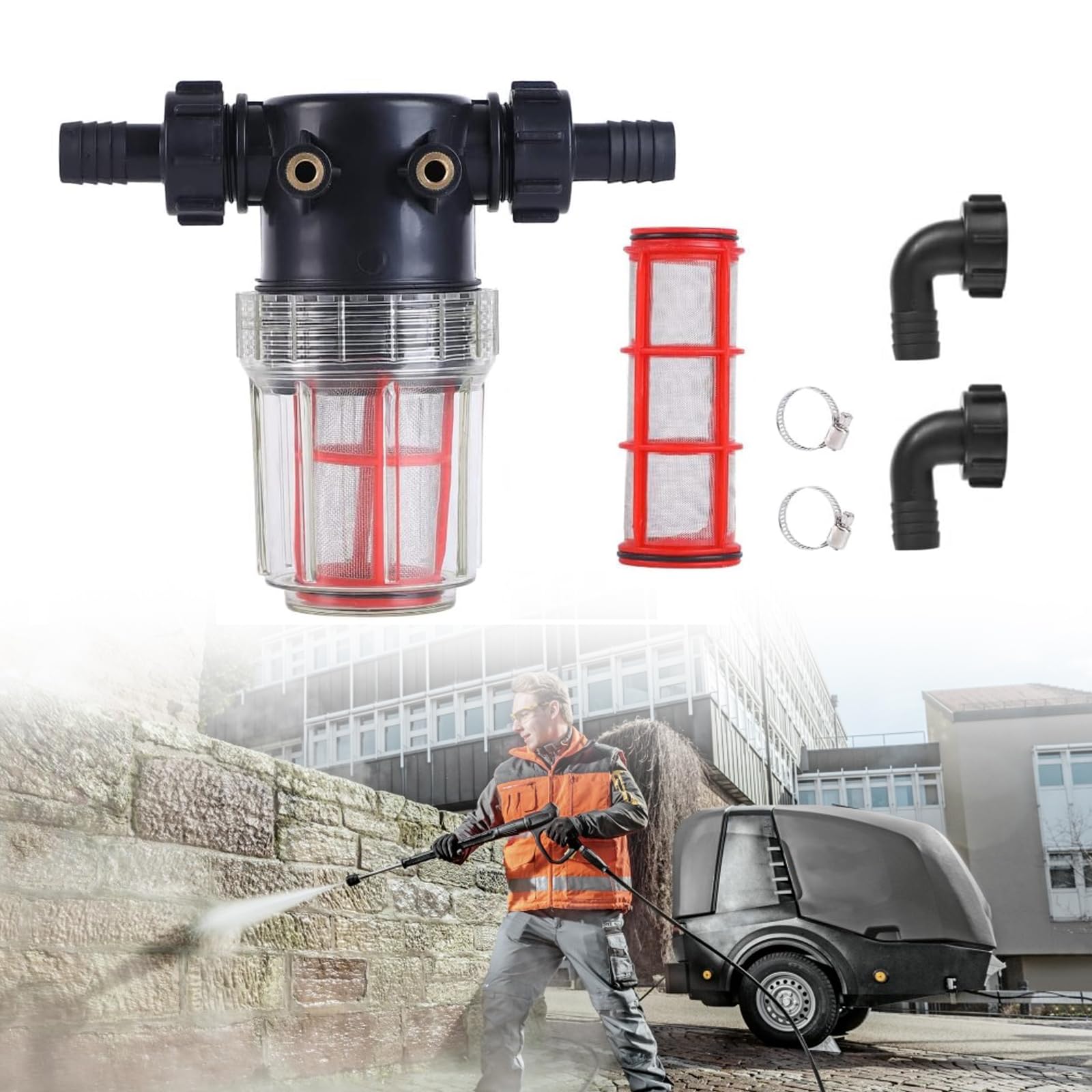 TWSOUL Garden Hose Filter, Water Pump Filter, Inline Filter for Sediment, 3/4 Inline Strainer Water Pipe Irrigation Filter (A)