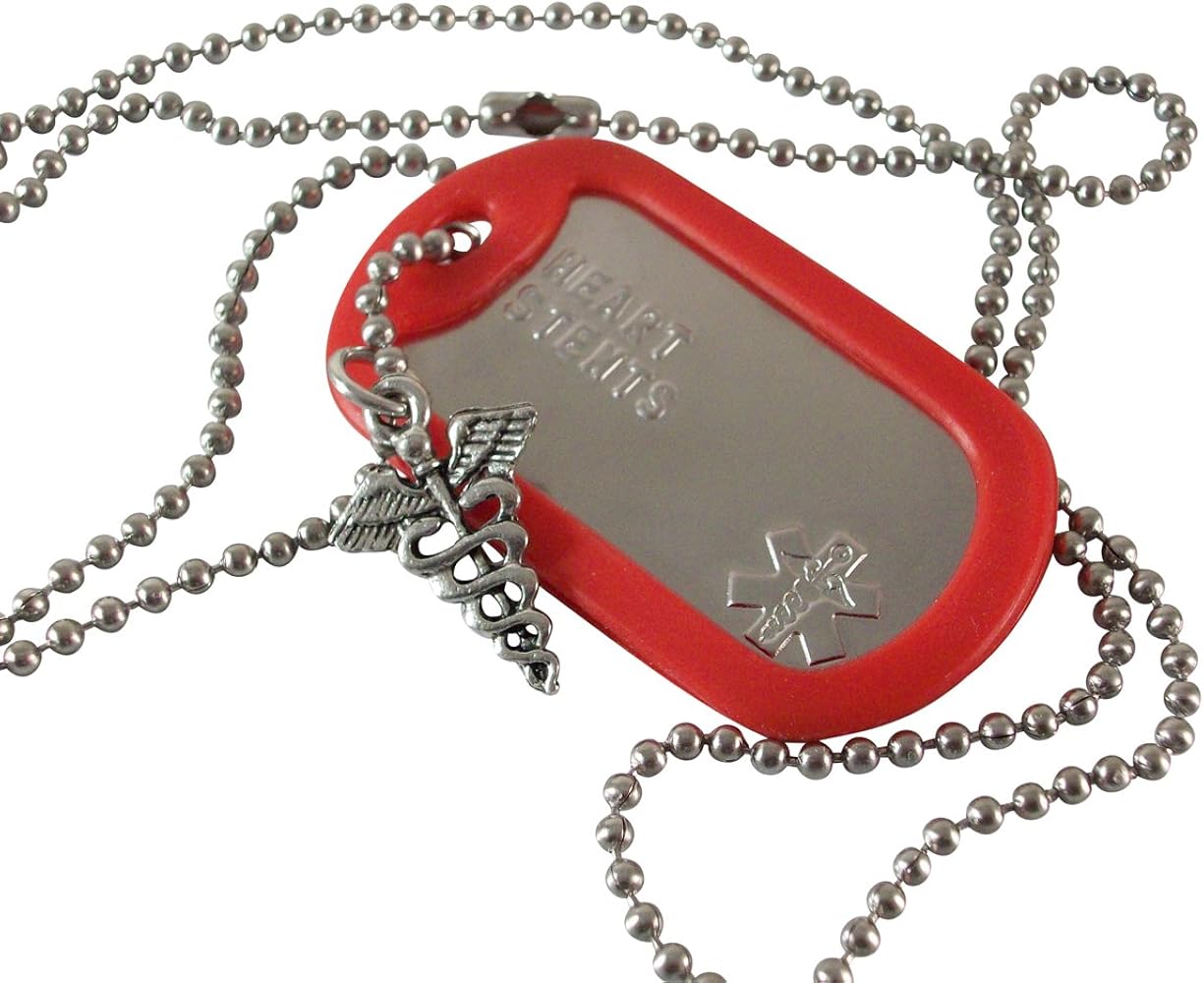 Heart Stents Medical ID Alert Necklace with Medical Star of Life and