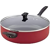 Farberware Dishwasher Safe Nonstick Jumbo Cooker/Saute Pan with Helper Handle - 6 Quart, Red