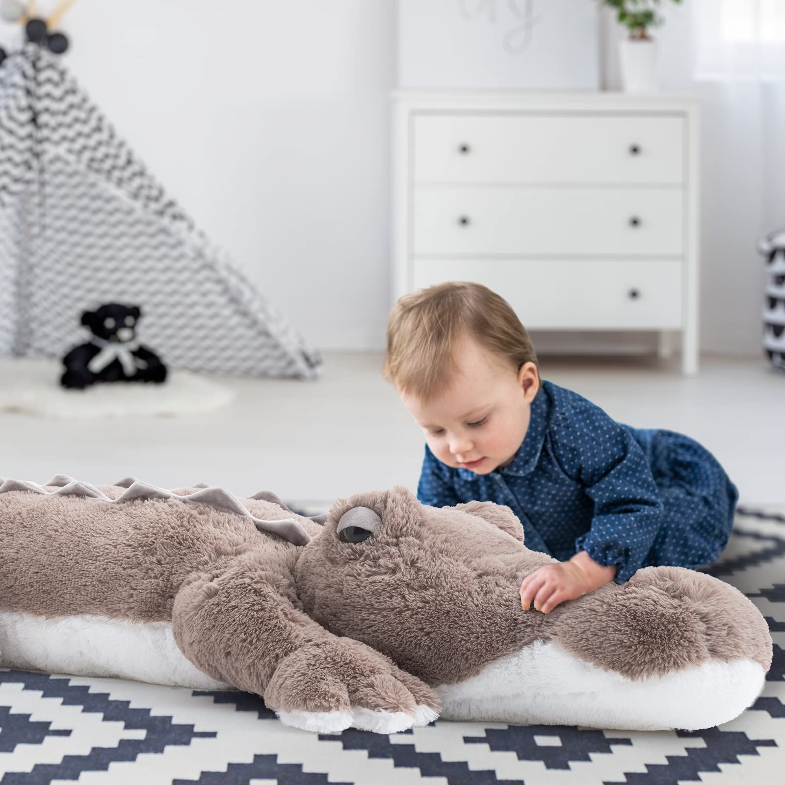 MorisMos 170cm lang riesen Krokodil Kuscheltier XXL, weich groß Aligator Stofftier Plüschtier,Plüsch Crokdil Spielzeug Kissen, crocodileteddy Geschenk Kinder Mädchen Baby 6