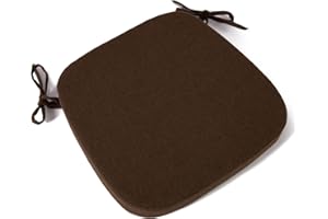 Eiury Kitchen Chair Cushions with Ties - High Density Sponge Seat Cushion and Dining Room Chair Pad 17 X 16.5 Inches Non Slip Rubber Back Seat Cover Machine Washable - Brown