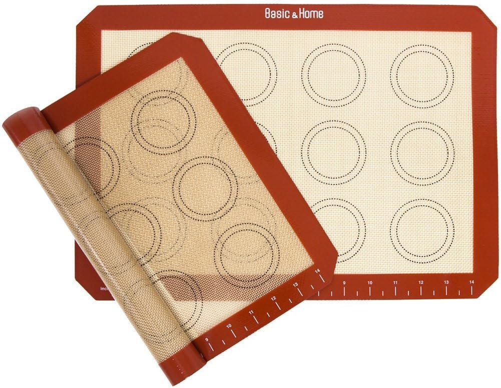 Non-Stick Silicone Baking Mat, Premium Food Safe - Pack of 2, for Cookie Oven Reusable Mat