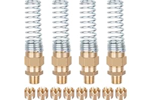 HASAOMOI 4Pcs Brass 3/8” Air Hose Fittings DOT Air Fittings with Spring Guards, 3/8” Male Connector for Rubber Tube, Air Brake Hose End Fittings, with 8Pcs Fitting Sleeve Tubes