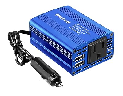 150W Car Power Inverter DC 12V to 110V AC Converter with 3.1A Dual USB Power inverters for Vehicles,Road Trip Essentials Camping Accessories Blue