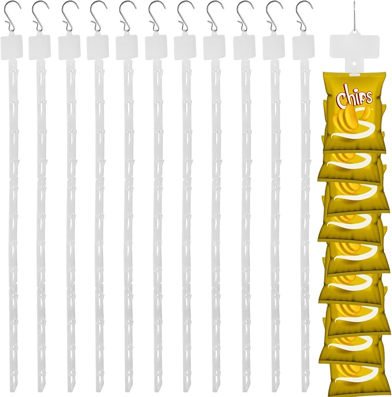 HawHawToys 12 Pack Plastic Merchandise Display Strips with S Hooks Retail