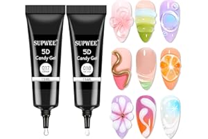 SUPWEE 3D Nail Art Gel, Korean 3d Tube Nail Gel Sculpting Gel for Nail Art Soft Tube DIY Carving Drawing Line Painting Gel Clear and Milky White