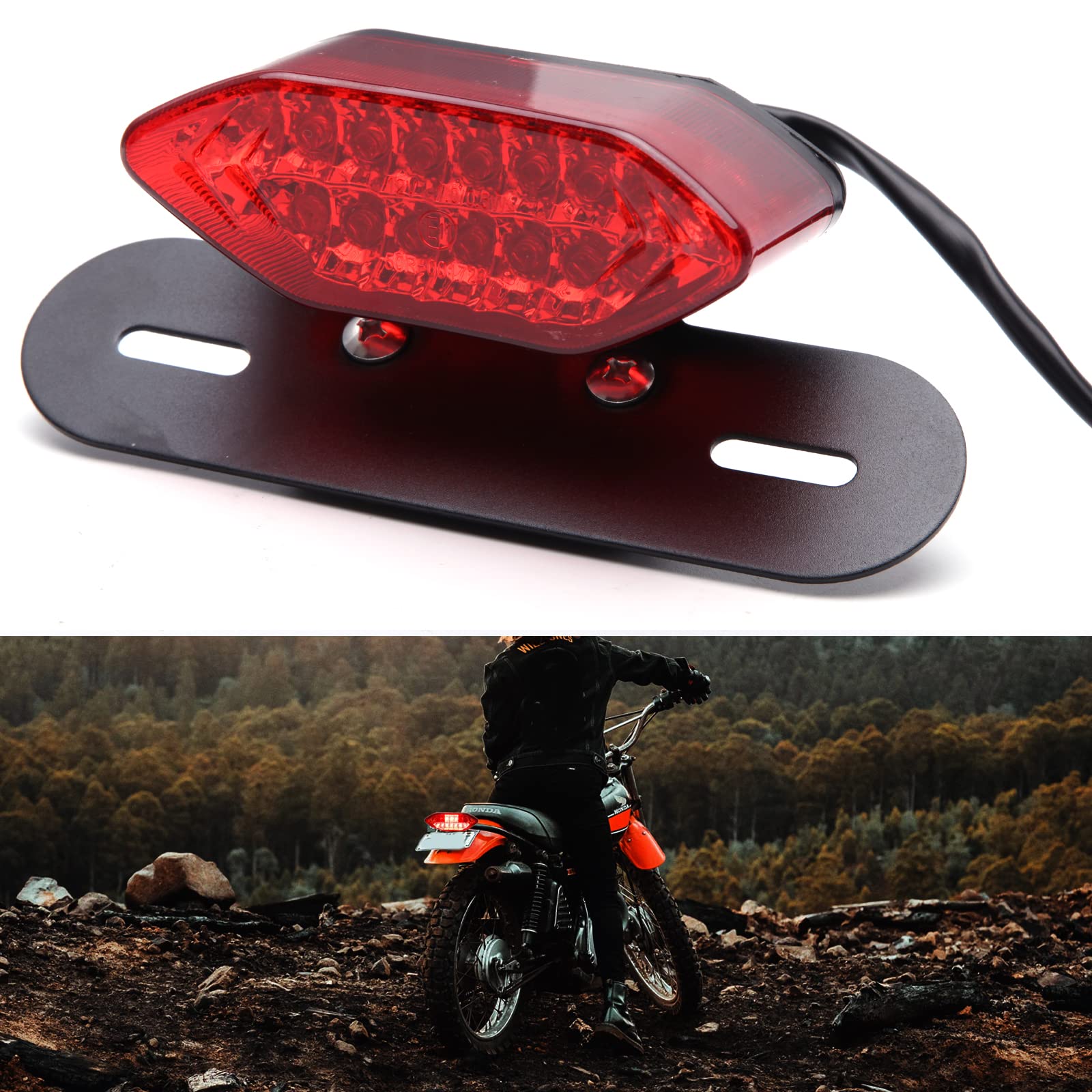 Photo 1 of DREAMIZER Motorcycle Tail Light Integrated Running Lamp Brake&Turn Signal Light with License Plate Bracket Compatible With Motorcycle Street Bike Cruiser Chopper And More