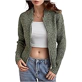 Verdusa Women's Zip Up Cardigan Sweaters Long Sleeve Knitted Fall Jacket Trendy 2025