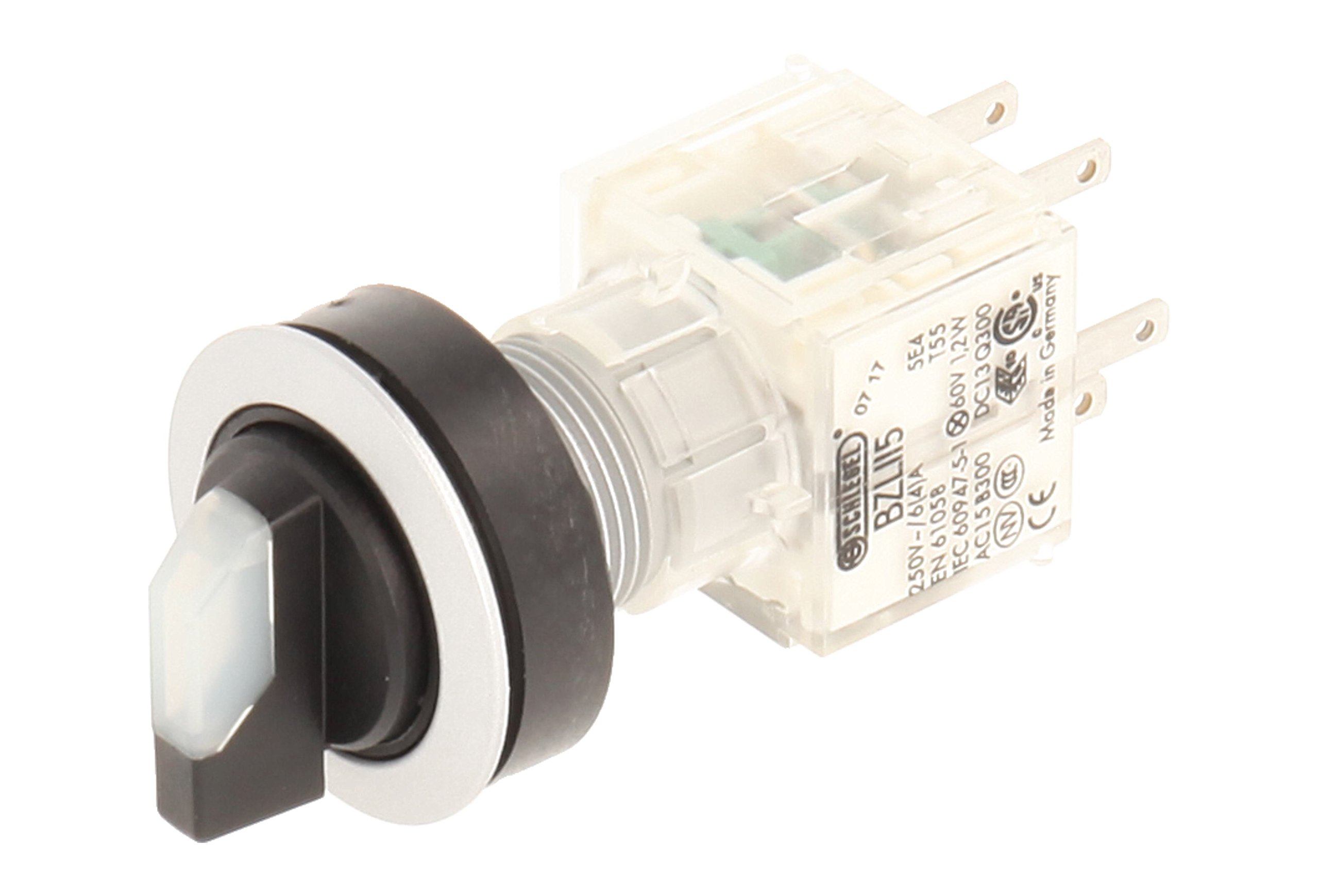 Club 23.001.227 Light Switch, Latching/rastend, 3 Positions Momentary Contact Sensor LED Lamp Holder t5,5 K 2 normally open contacts 24 V Clear/Silver (Pack of 2)