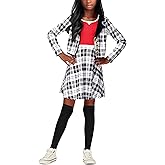 Remimi Halloween Plaid Printed ONE Piece Dress Girls Long Sleeve Knee Dresses 3-14 Years