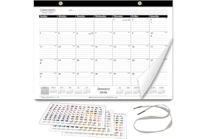 Calendarin Desk Calendar 2026-2027 for Canada Only, 20 Months from Nov 2025 to Jun 2027, 17x12 Inch, 160 GSM Thick Paper, Rul