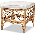 Baxton Studio Orchard Fabric Ottoman, White and Natural Brown (203-12585-HiT)