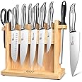 SYOKAMI Kitchen Knife Set, Japanese Style Knife Set with Magnetic Block Holder, High Carbon Stainless Steel Sharp Knives Set for kitchen, Ergonomic Handle and Sharpener, 14 PCS Black Dot