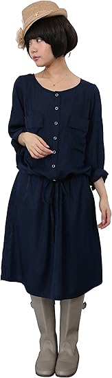 Amazon Co Jp ソマリ Somari ミニタリー風ワンピース ネイビー 2 服 ファッション小物