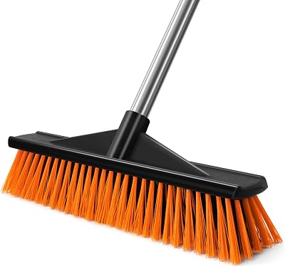 Newthinking Yard Broom Outdoor Heavy Duty 40cm Wide Brush Head Stainless Handle