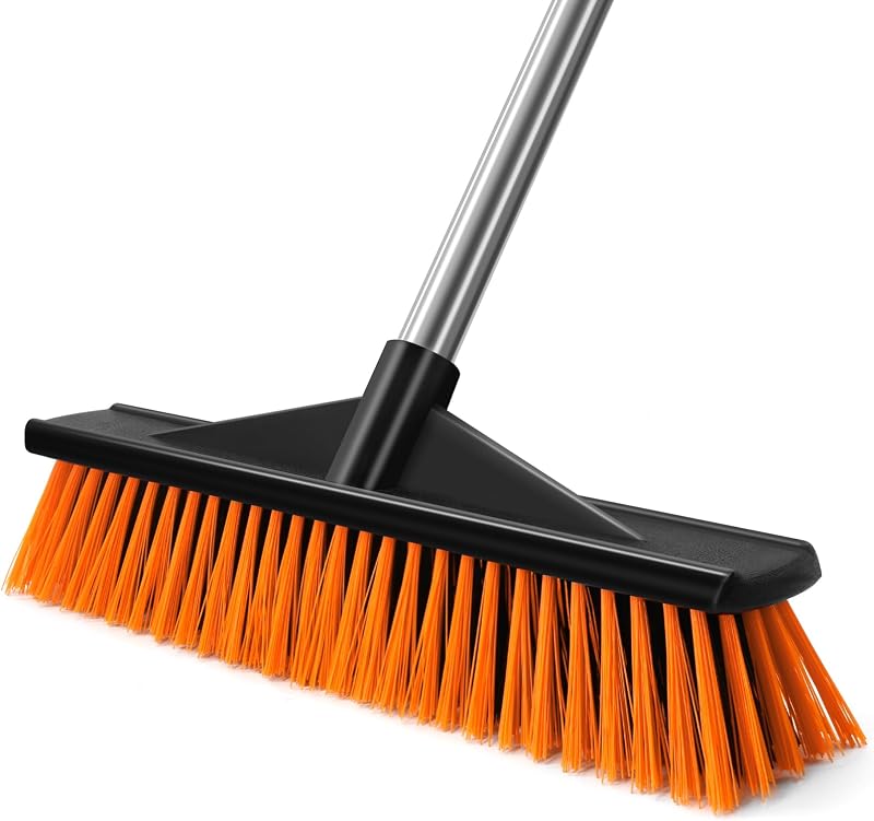Newthinking Yard Broom Outdoor Heavy Duty 40cm Wide Brush Head Stainless Handle