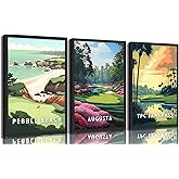 3Pcs Golf Course Poster Wall Art Picturesque Golf Course Painting Picture Wall Decor Country Club Sports Poster Print Artwork for Modern Home Office Bedroom Gallery Living Room Home Home Decoration