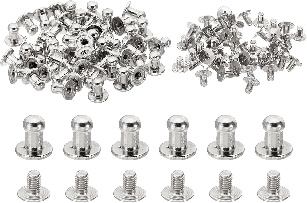 PATIKIL 5mm Leather Rivets 100 Sets Metal Screw Studs for Crafts & Clothing